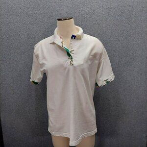 Vintage Euro Joy Golf Polo Shirt Medium Embroidered White 80s Nautical  Theme